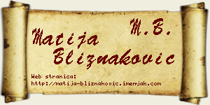 Matija Bliznaković vizit kartica